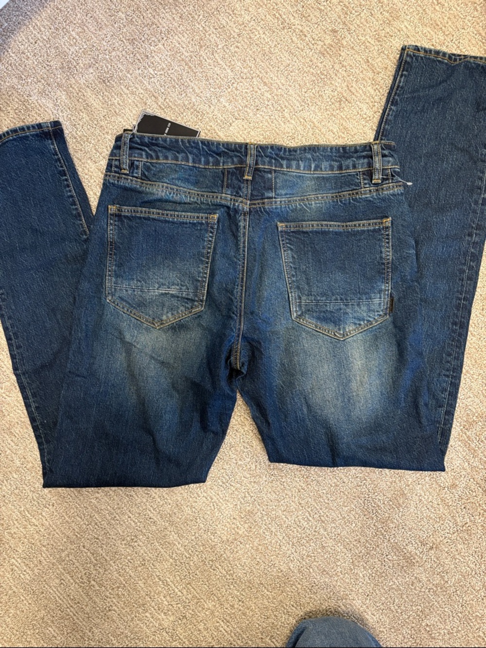 Relaxed Fit Men's Denim Jeans in Deep Blue - Picture 3 of 3